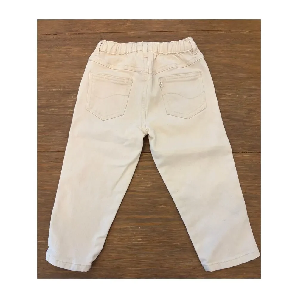 Easy Peasy Toddler Pull-On Pants Size 3T Cream Neutral Elastic Waist Minimalist
